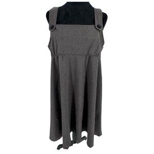 Womens Y2K Pinstripe Overall Dress Size L Empire Waist Square‎ Neck 90s Preppy